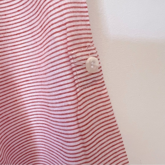 onia Red and White Striped Button Up Shirt Dress Pockets Coastal Beachy Summer - Picture 12 of 13